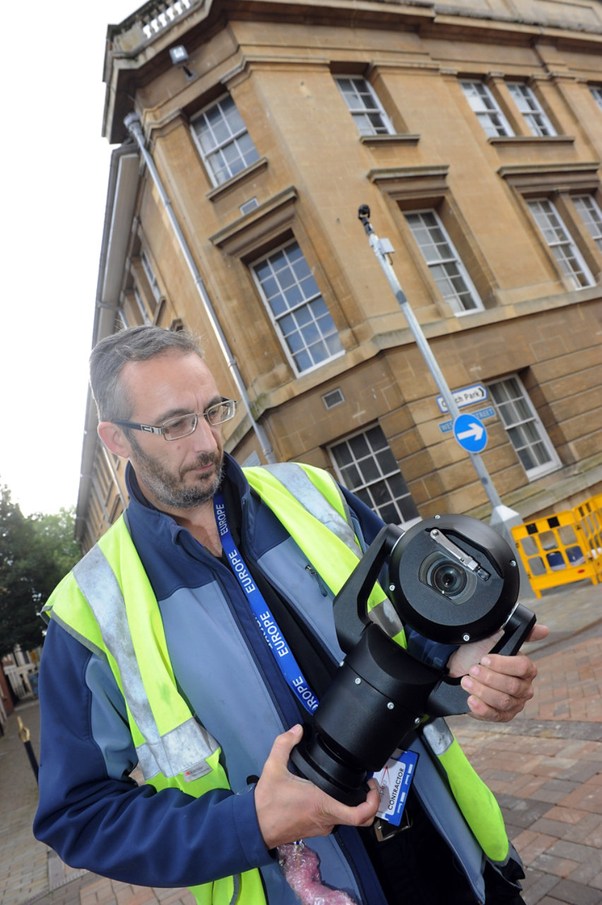 Image of technician installing Gloucester camera