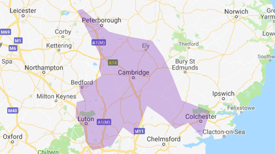 Cambridge region map