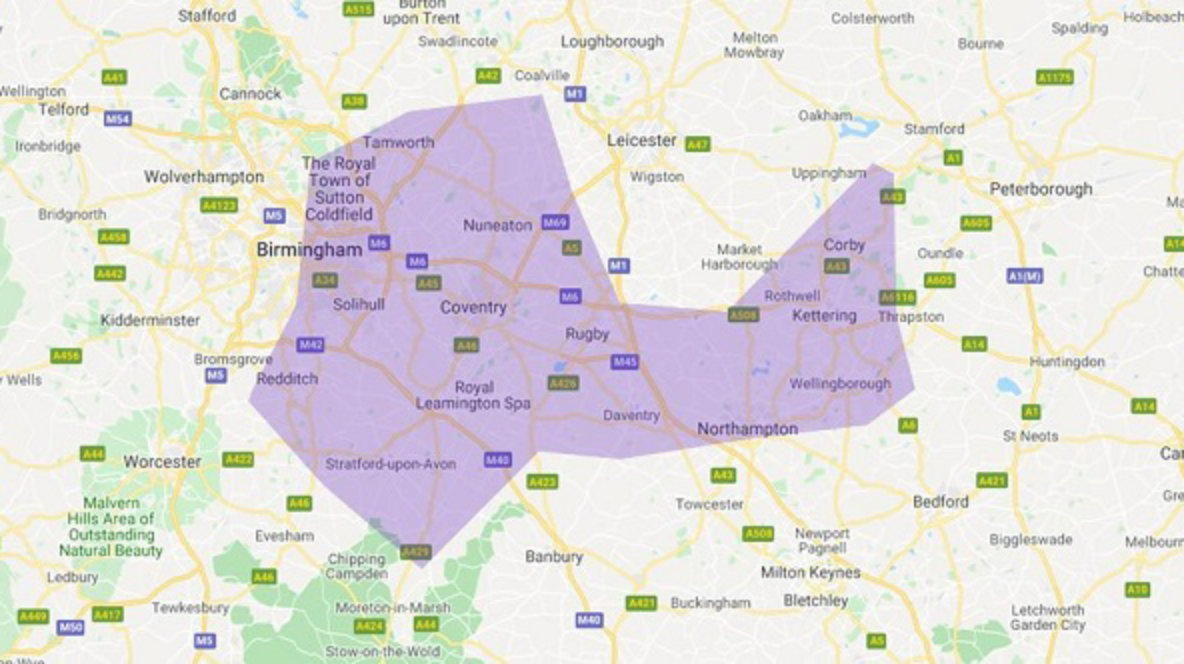 Coventry region map