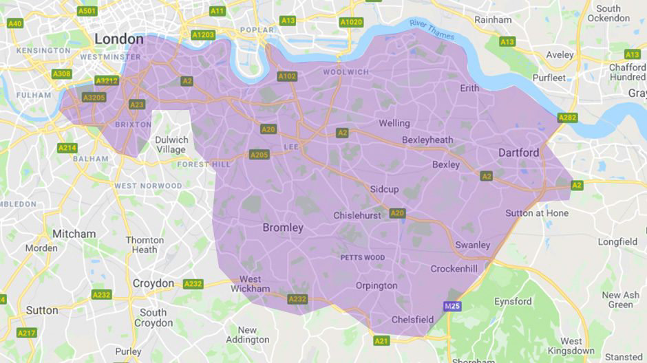 BT Local Business Greater London South East region map