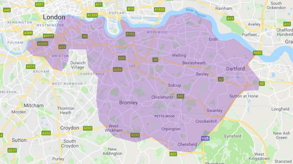 BT Local Business Greater London South East region map