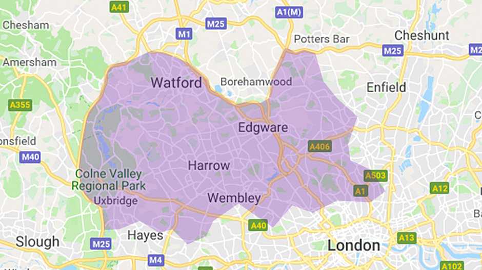 Greater London North West region map