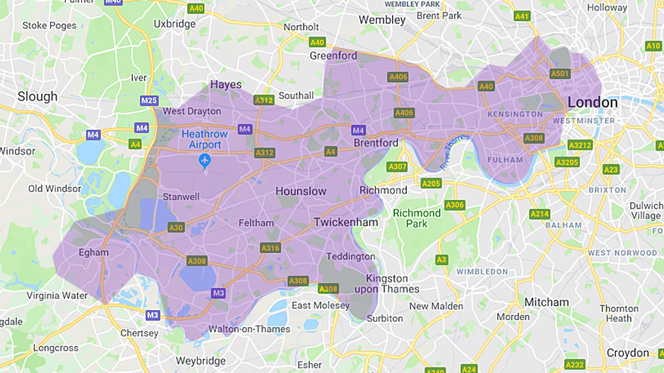 BT Local Business London West region map