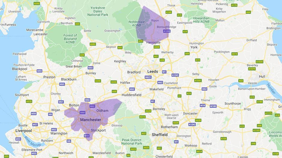 Manchester region map