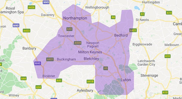 Milton Keynes region map