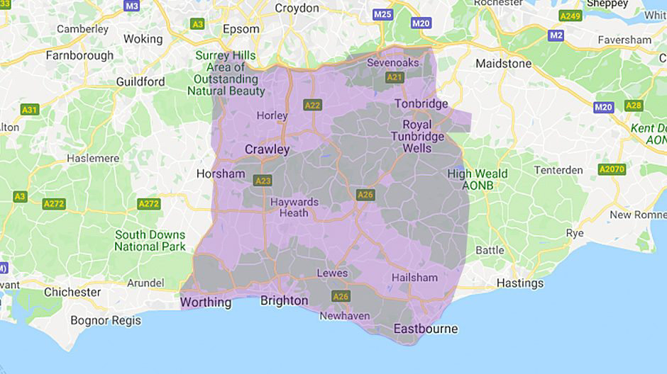 BT Local Business South East Central region map