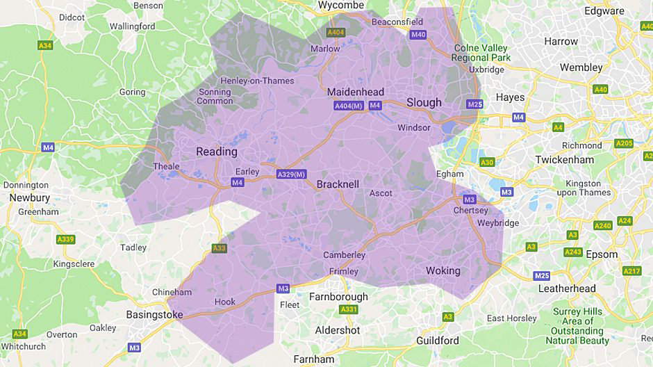 BT Local Business Thames Valley region map