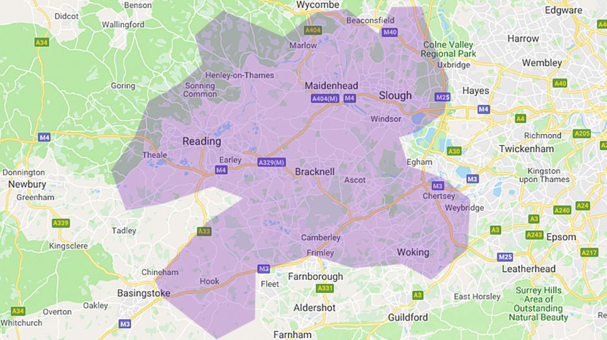 BT Local Business Thames Valley region map