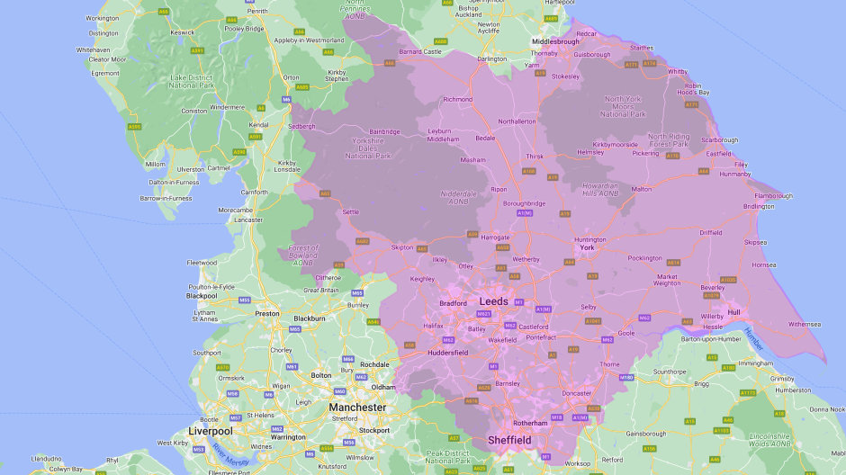 Yorkshire region map