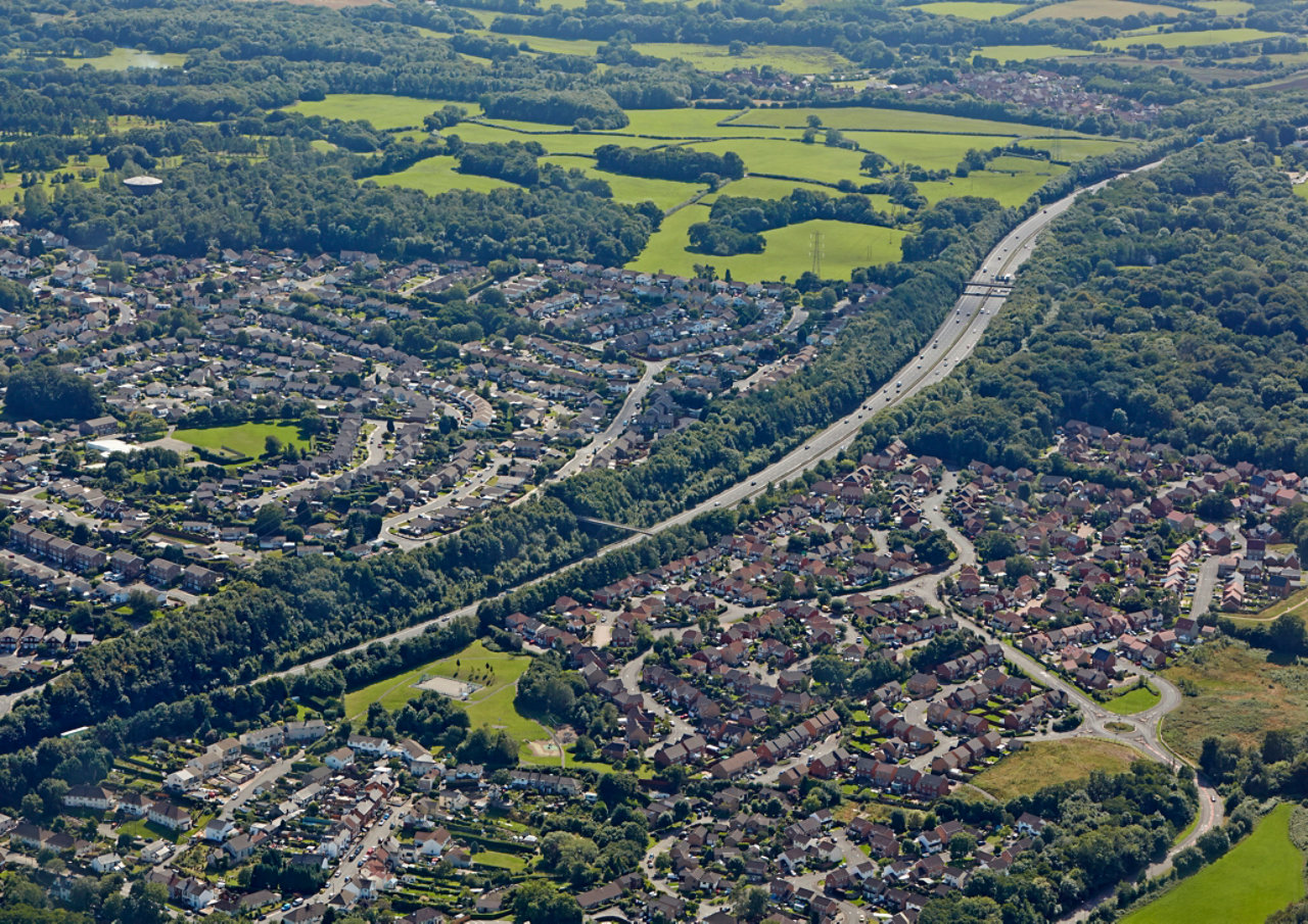 Aerial view of town