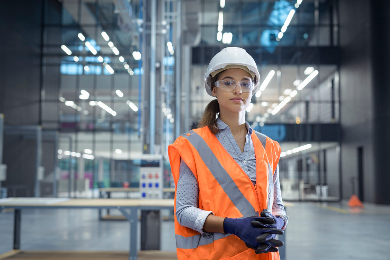lady engineer in warehouse