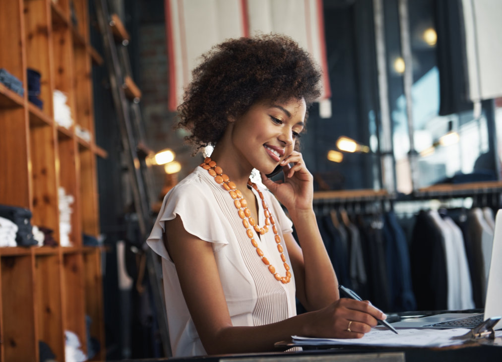 business woman on the phone