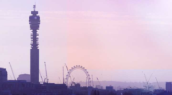 BT tower with London skyline