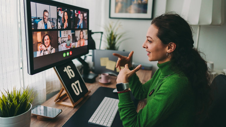 business meeting on video call