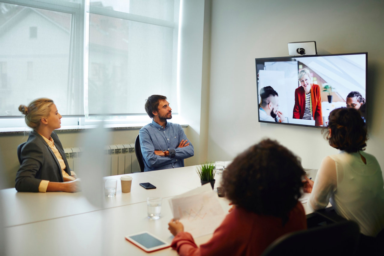 business people having a video call