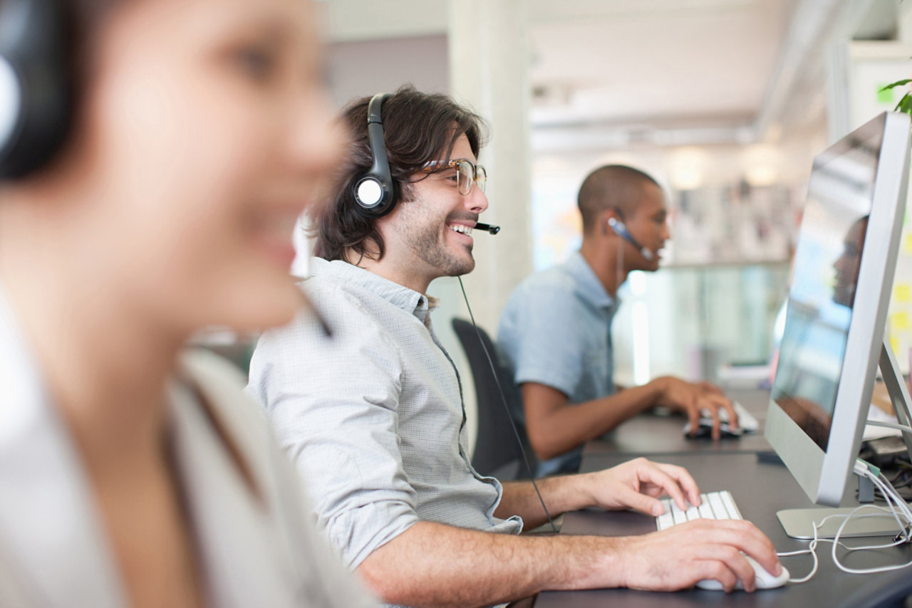 Business people with headsets