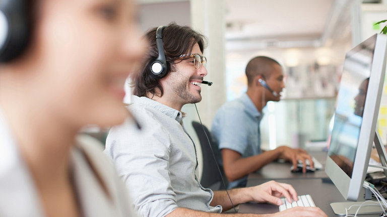 Business people with headsets
