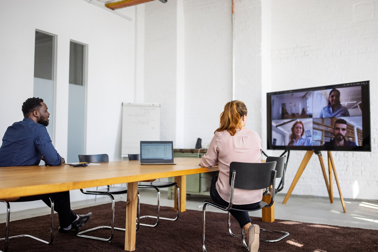 Business team having a virtual call