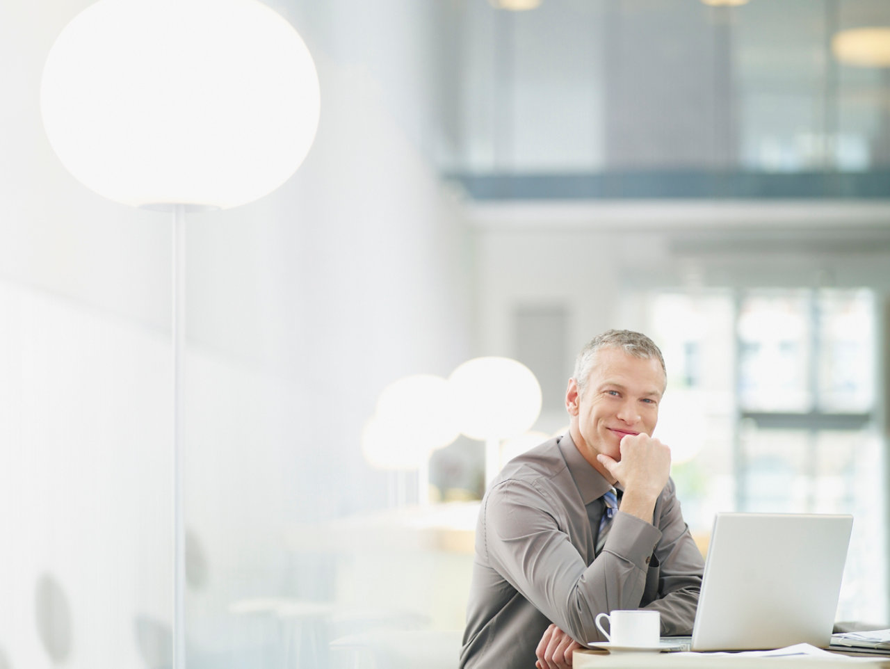 Businessman working on a laptop