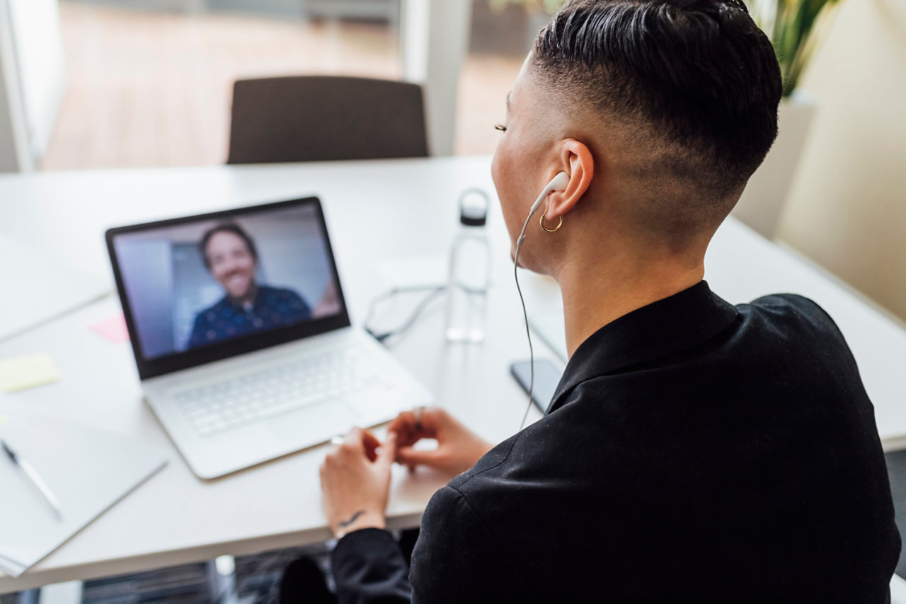 Woman on video call