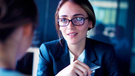 business woman talking at work