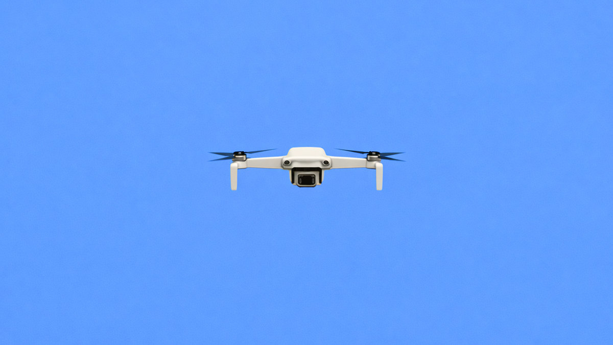 drone graphic on blue background