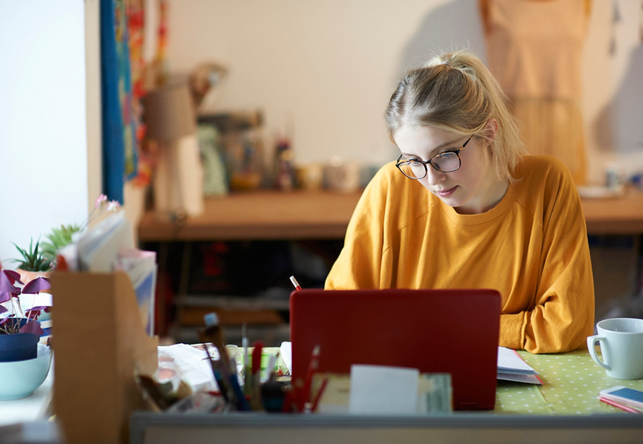 woman studying