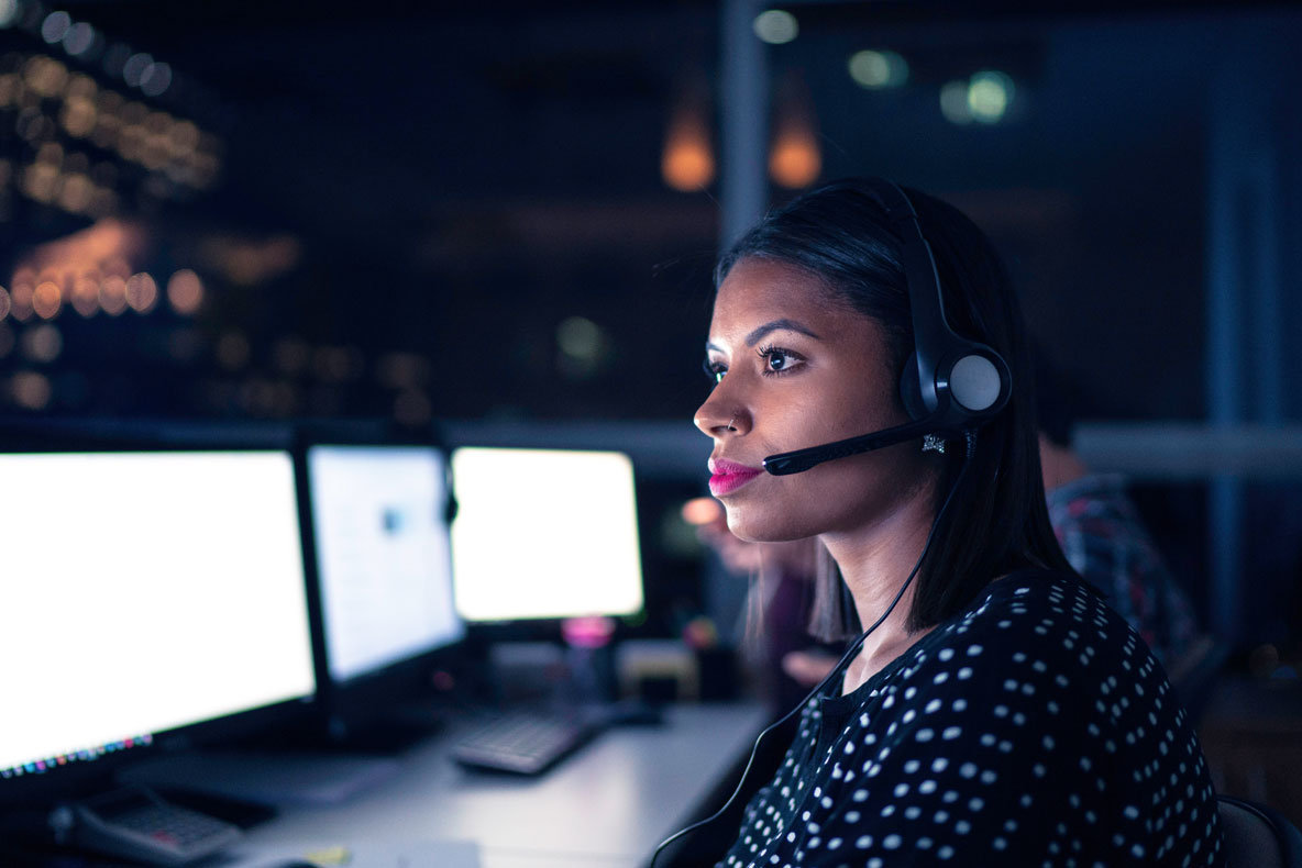 woman in headset