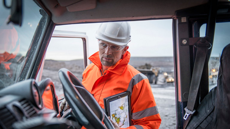 Engineer with tablet computer