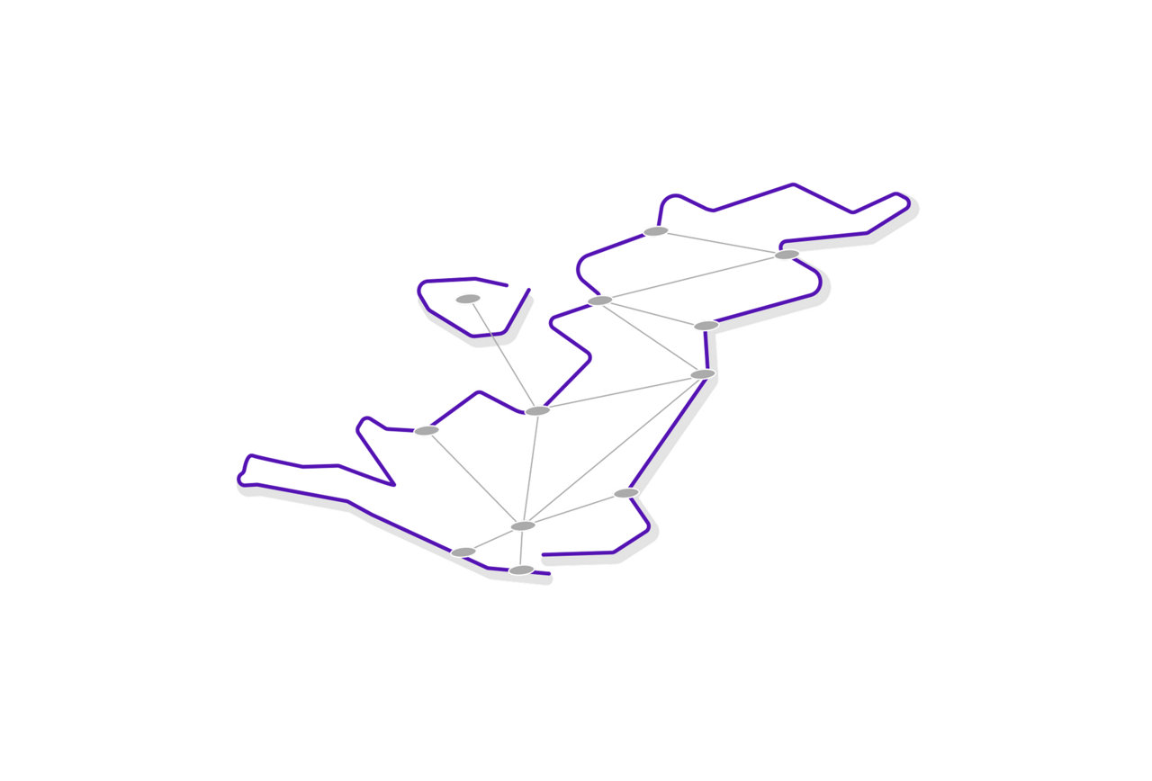 illustration of United Kingdom with connected net