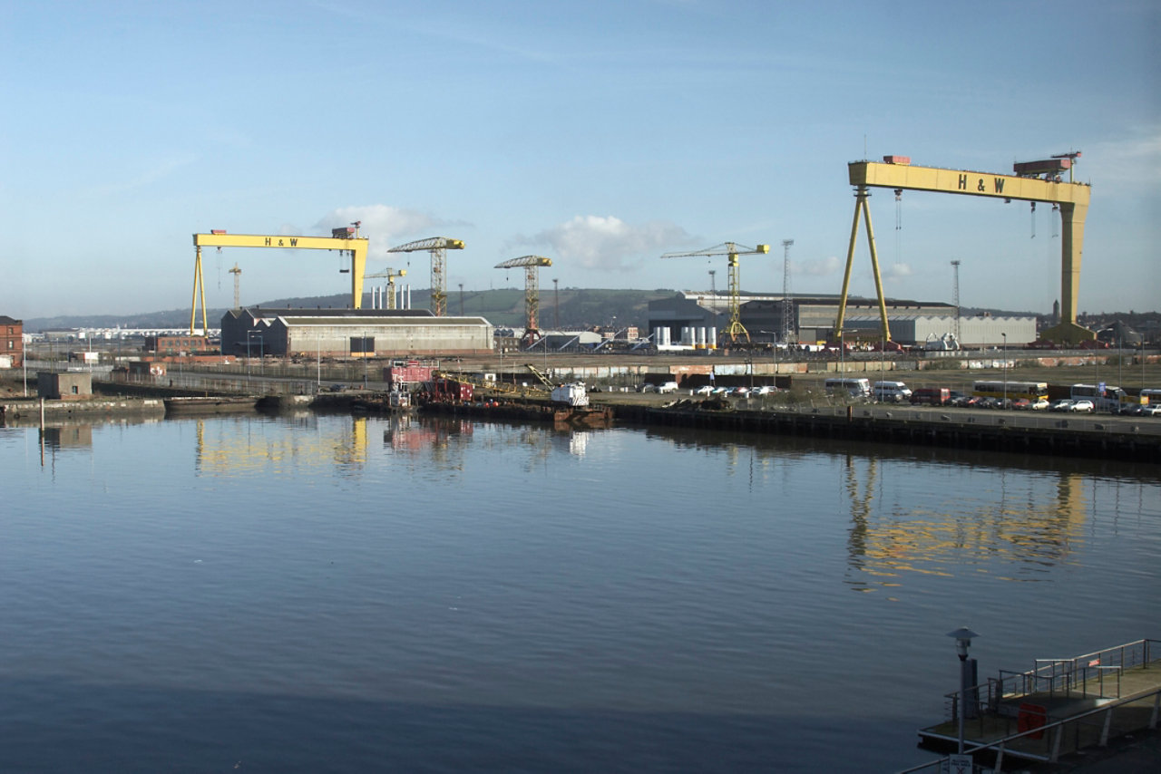 Industrial shipping port in Belfast