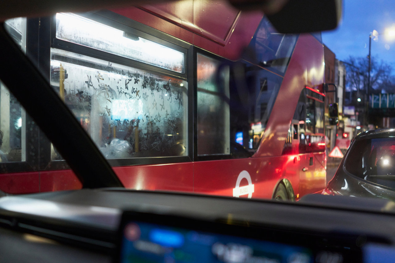 London bus at night