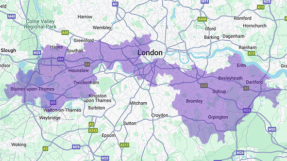 BT Local Business London West & South region map