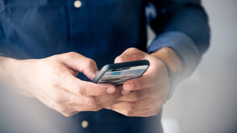 Man using smartphone
