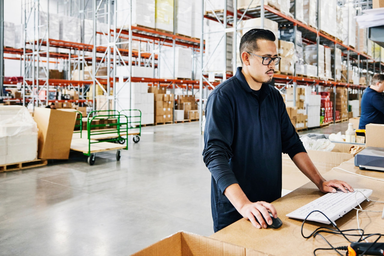 Employees scanning parcels