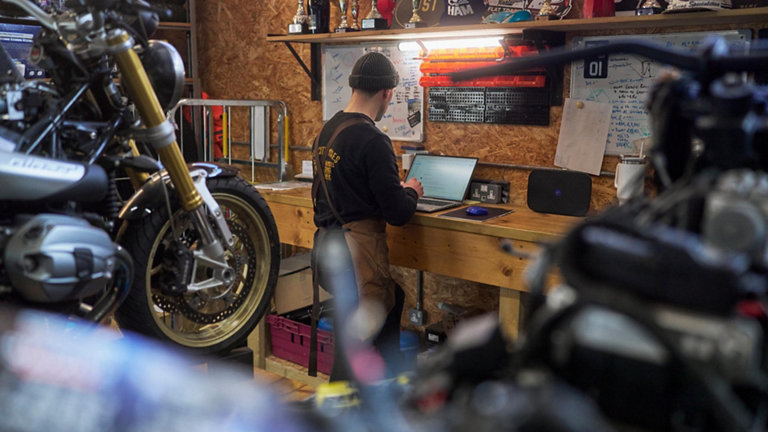 motorcycle shop worker