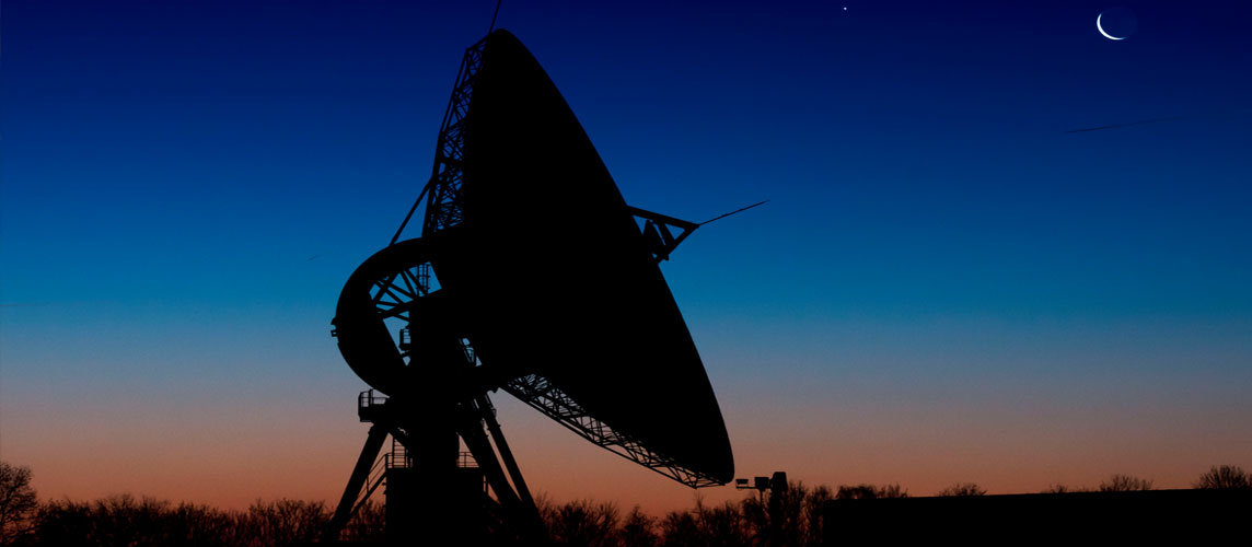 A satellite dish pointed at the sky