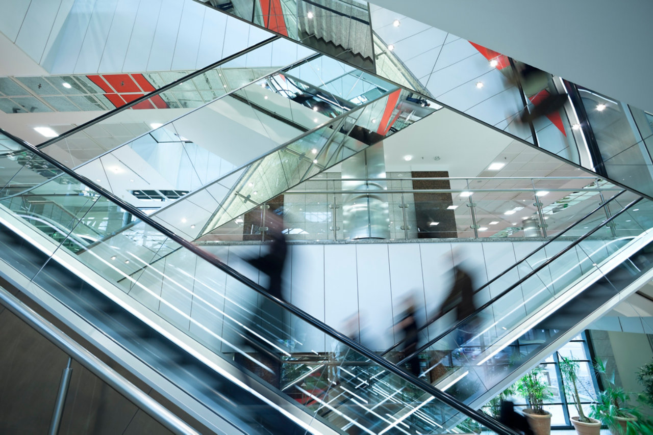 escalators in an office