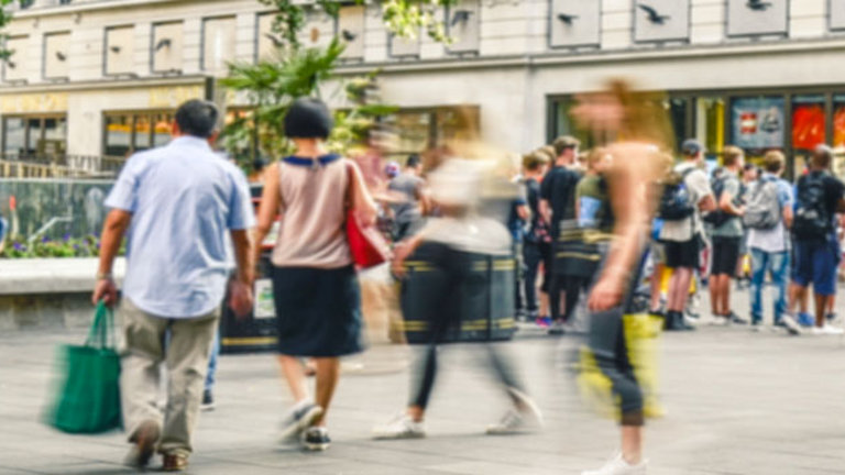 people shopping on busy high-street