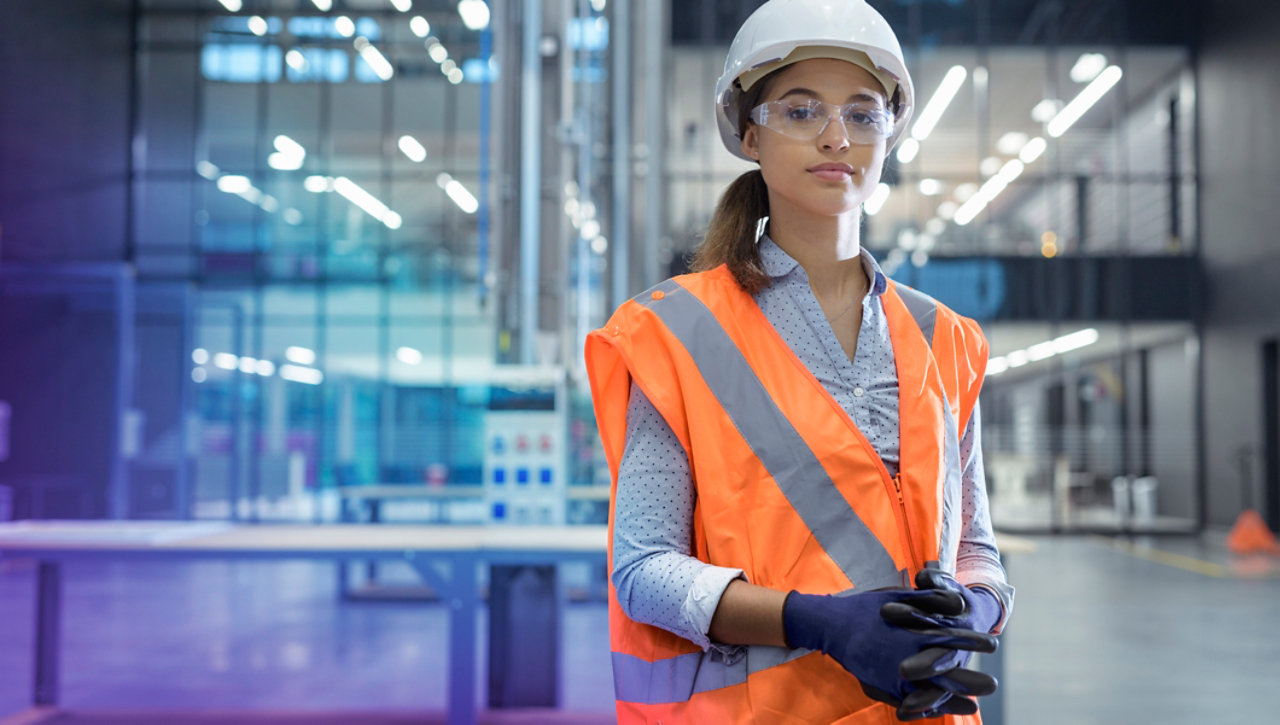 An apprentice worker in a factory