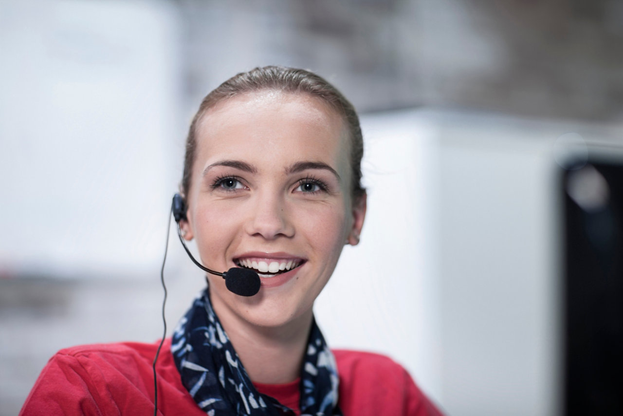 Woman wearing a headset