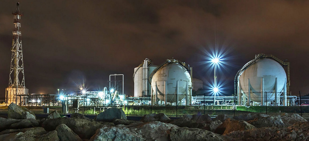 Landscape image of a chemical plant