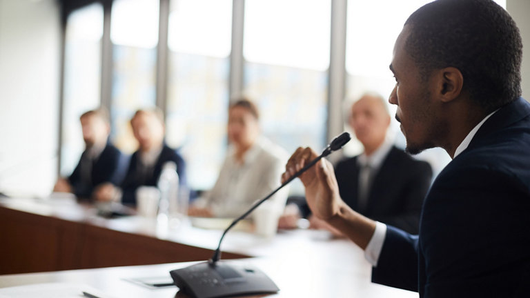 businessman at conference table