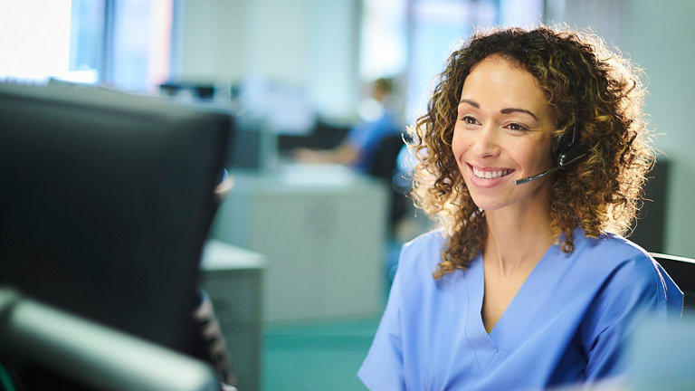 A female medical customer service representative