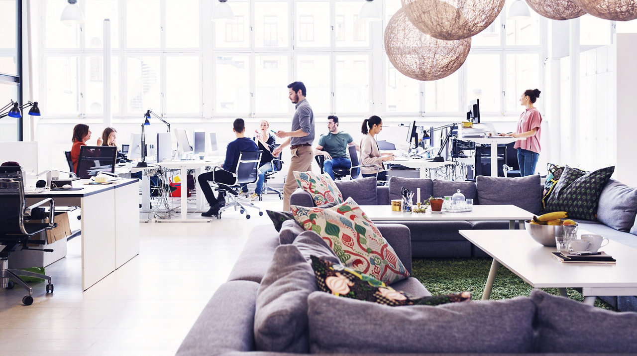 staff working in a relaxed office