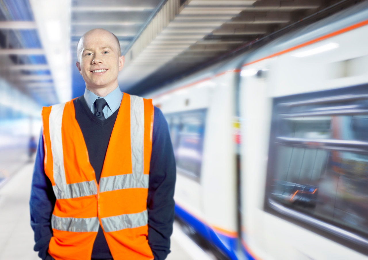 Train station worker on the platform