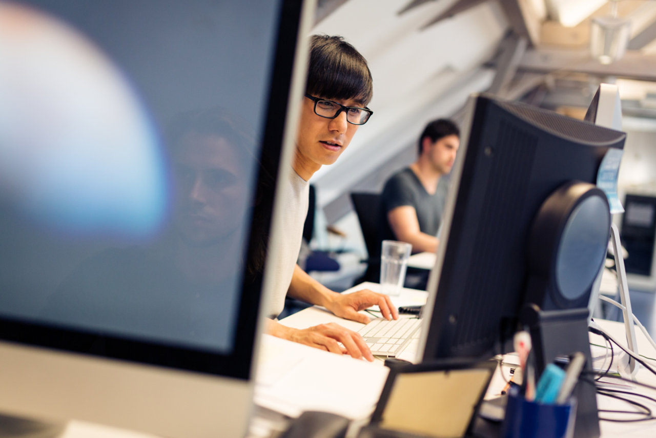 Tech start-up founders working on their new product