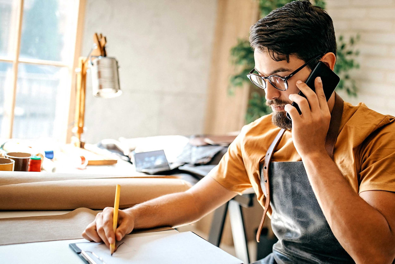 Businessman using mobile