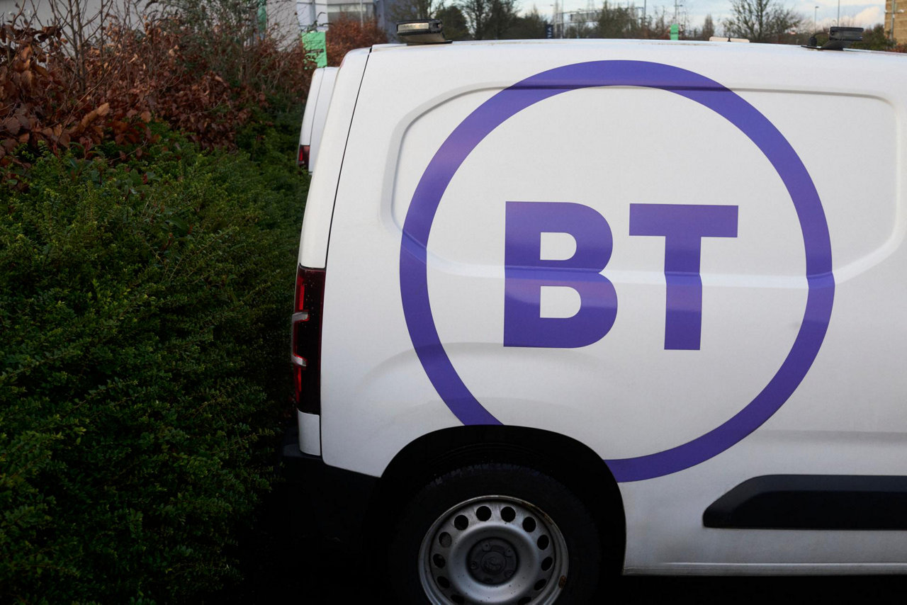white BT van