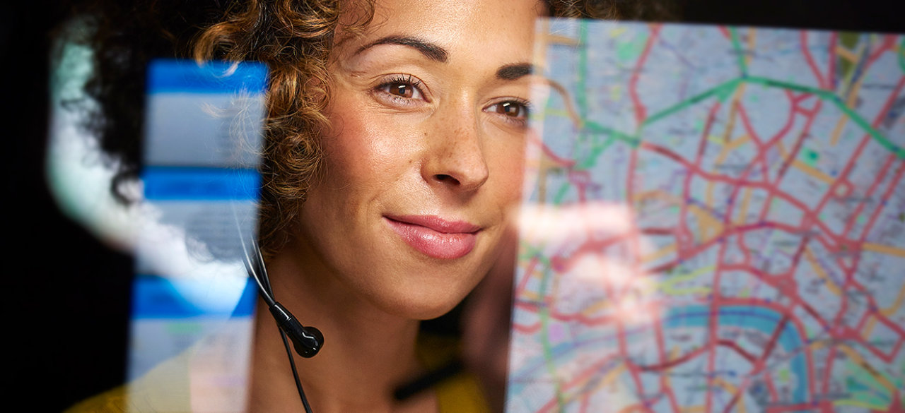 woman looking at map